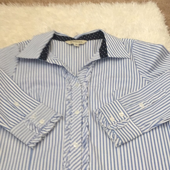 St John’s Bay Blue & White Stripe Shirt - Picture 3 of 5